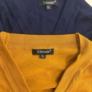 U.Vomade Women's Cardigan - Navy and Mustard